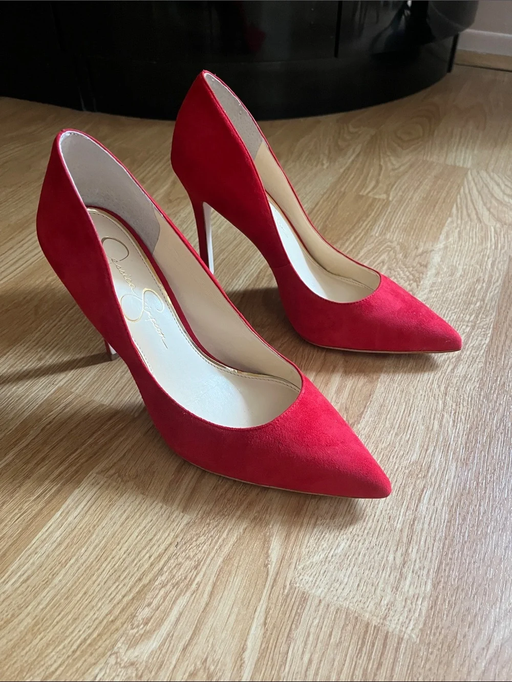 Jessica Simpson Red Suede Pointed-Toe Stiletto Pumps
